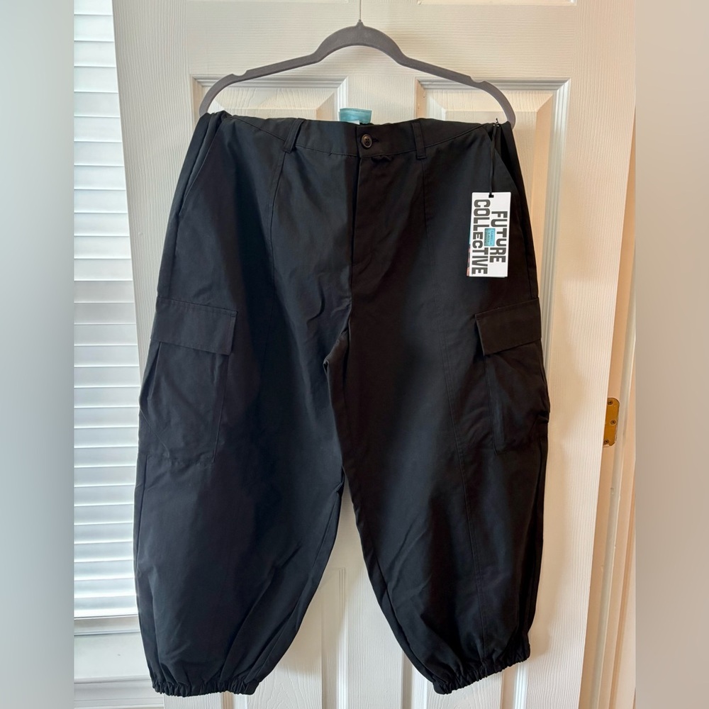 Women's Black Cargo Pants by Future Collective